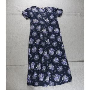 April Cornell Jumper Medium Floral Print Overall Short Sleeve Vintage